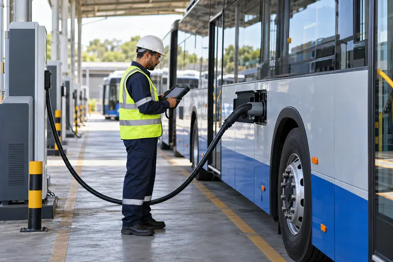 Testes de carregadores de frota elétrica